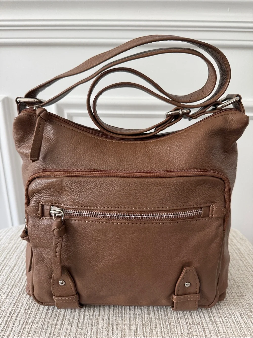 Great American Leather Works Brown Shoulder Crossbody Bag Purse Multi Pockets